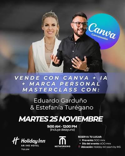 Masterclass Vende con Canva + IA + Marca Personal, con Eduardo Garduño